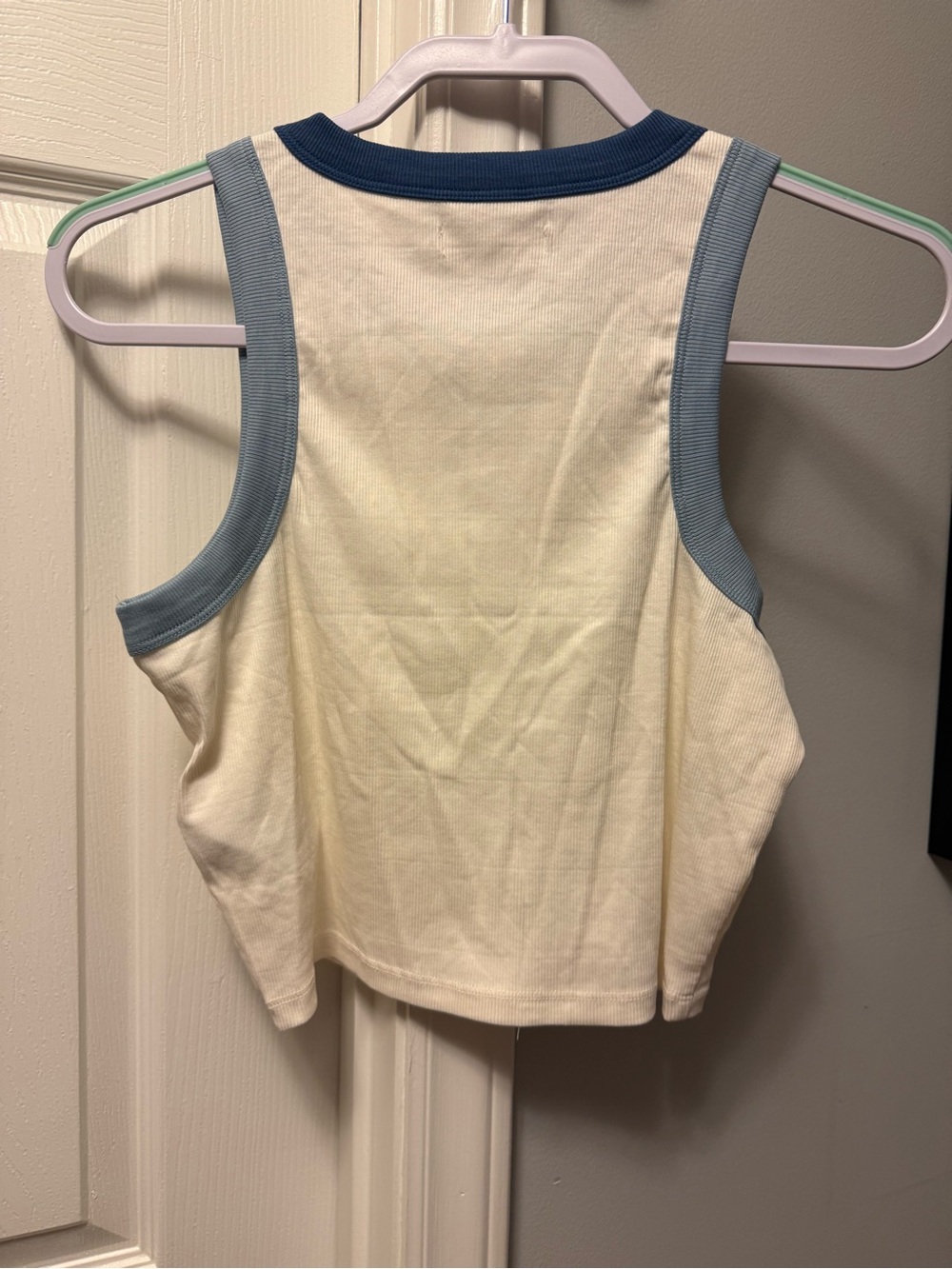 NWOT Madewell Cream Ribbed Tank with Blue Contrast Trim - Picture 6 of 6